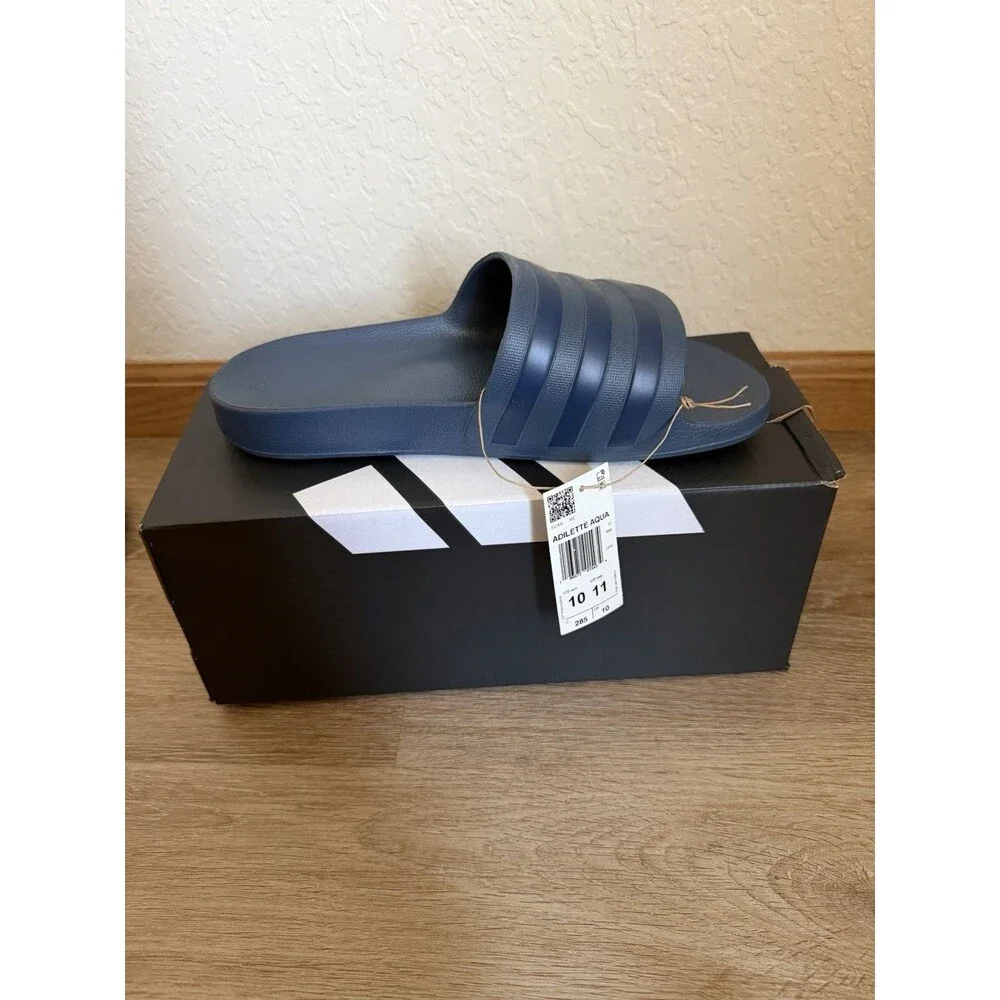 Adidas Adilette Slides Size Men’s 10 Women’s 11 Navy Blue NEW IN BOX
